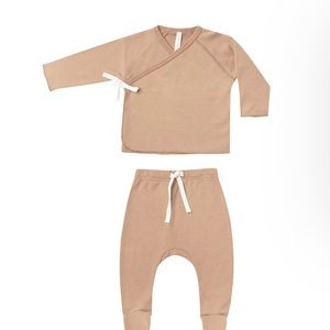 Quincy Mae wrap top and footed pant set